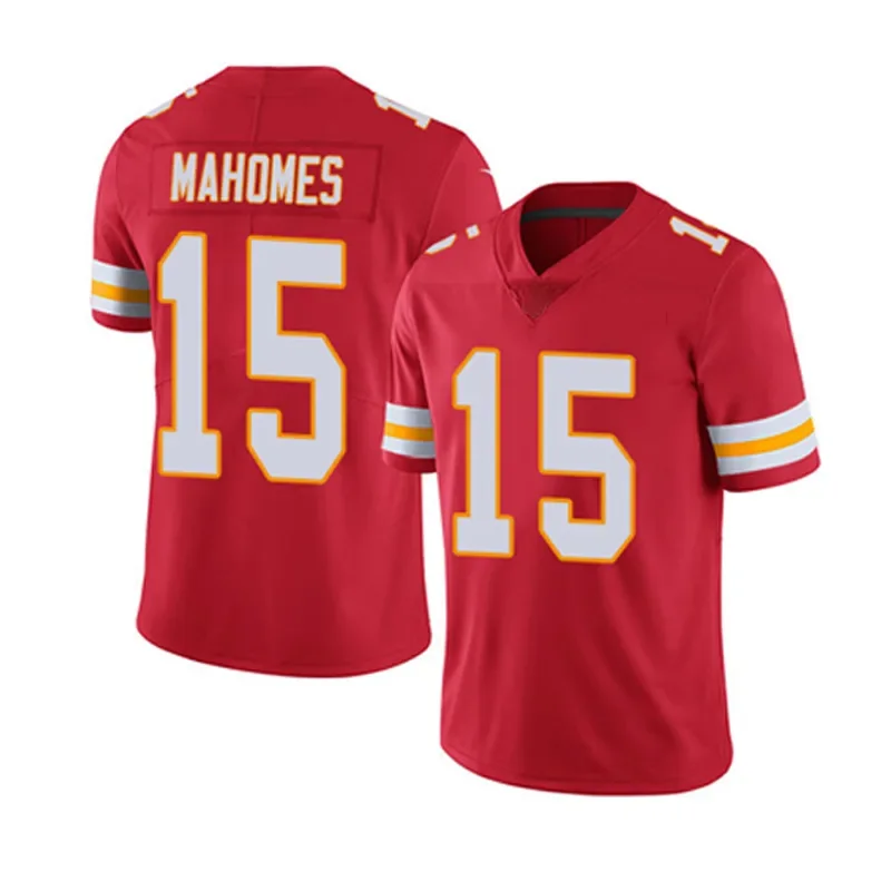 تخفيضات كبيرة على الموسم NFL Chiefs للرجال من قميص الرجبي كانساس سيتي شيف 15 رقم MAHOMES Mahomes سترة كرة القدم من البر الرئيسى