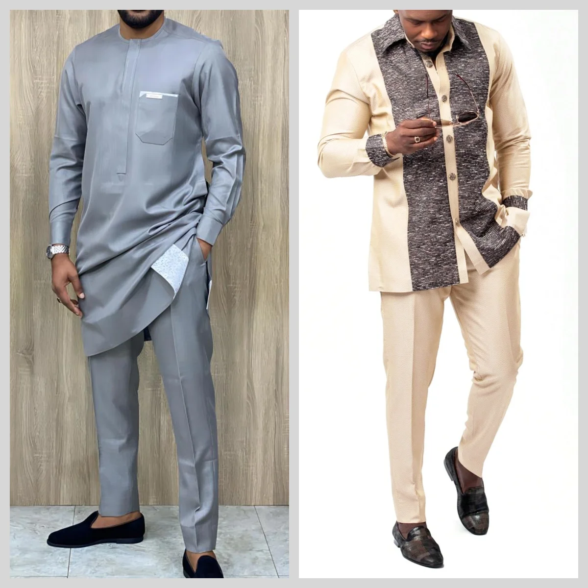 

2024Kaftan Elegant African Men's suit Two-piece Agbada dress Wedding jacket and trousers Wedding suit African ethnic style