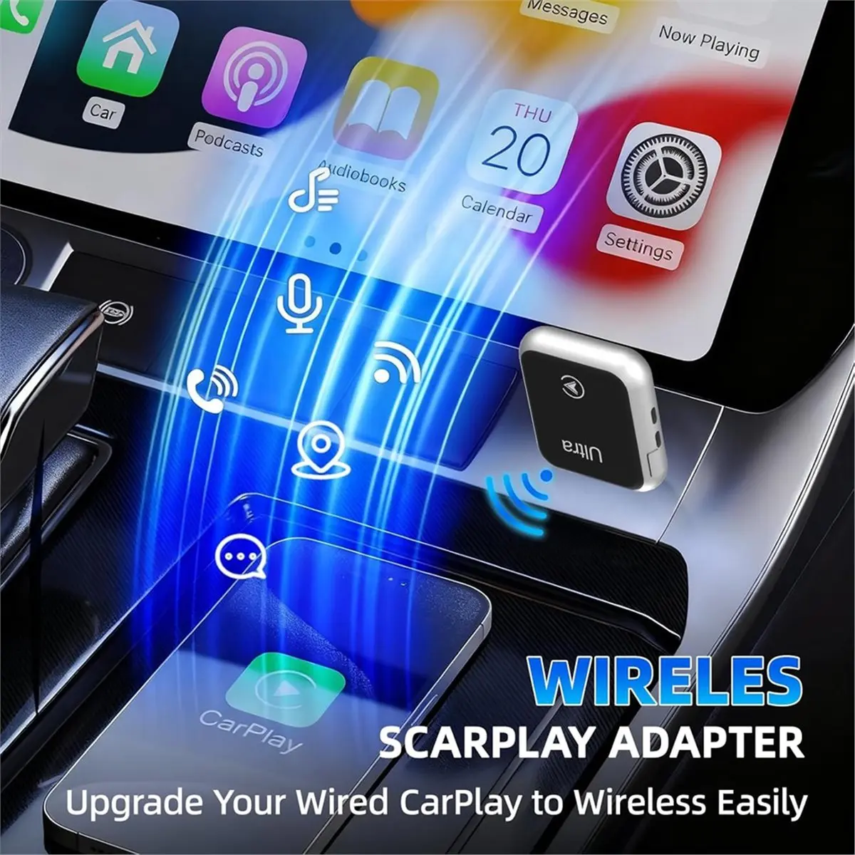 2026 New CarPlay Wireless Adapter,Mini USB Design for Cars with Wired CarPlay,Plug and Play,Fast and Stable Connection for