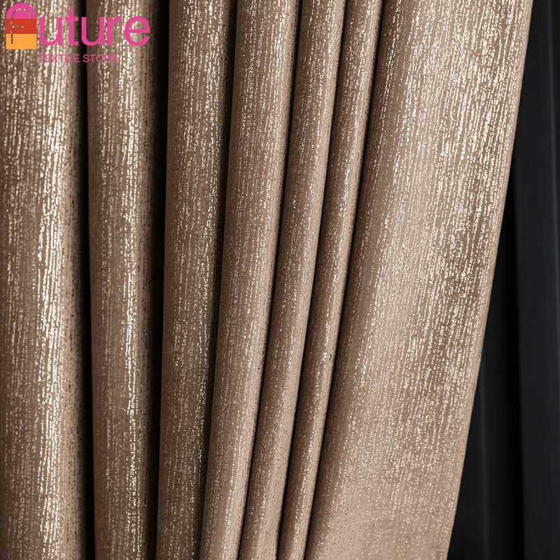 Italian Style Texture Velvet Hot Stamping Fabric Curtains Nordic Modern Customization Curtains for Living Dining Room Bedroom