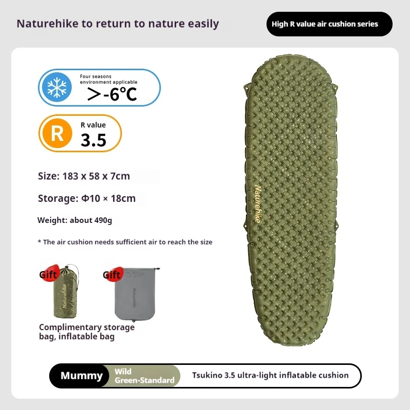 Naturehike Selbstaufblasende Matte Aufblasbare Wärmedämmung Matratze Einzel Paar Luft Camping Bett Isomatte Ultraleicht R3,5 6