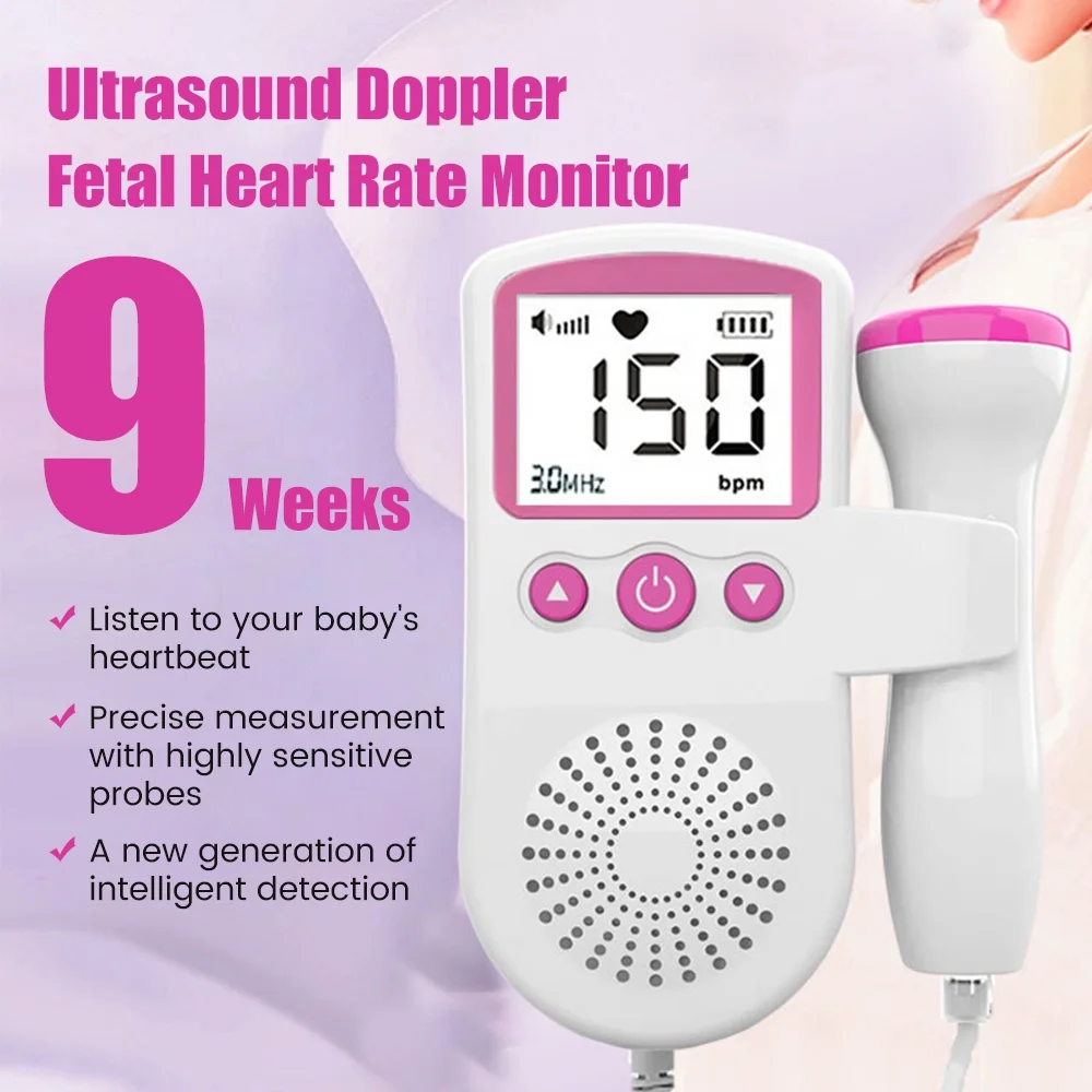 Baby Heartbeat Monitor Portable Doppler Fetal Pregnancy Monitor for New Moms Easy to Use at Home