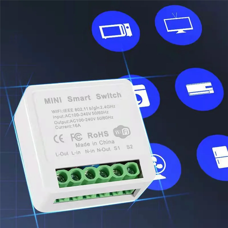 Мини-умный выключатель света DIY 2-полосный выключатель с дистанционным управлением работает для Al-Exa A-Lice Google Home Smart Life