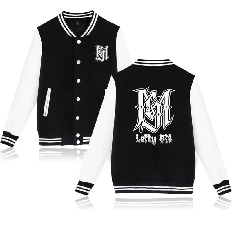 

Rapper lefty SM baseball uniform fleece jacket women men streetwear hip hop long sleeve pink hoodie sweatshirts