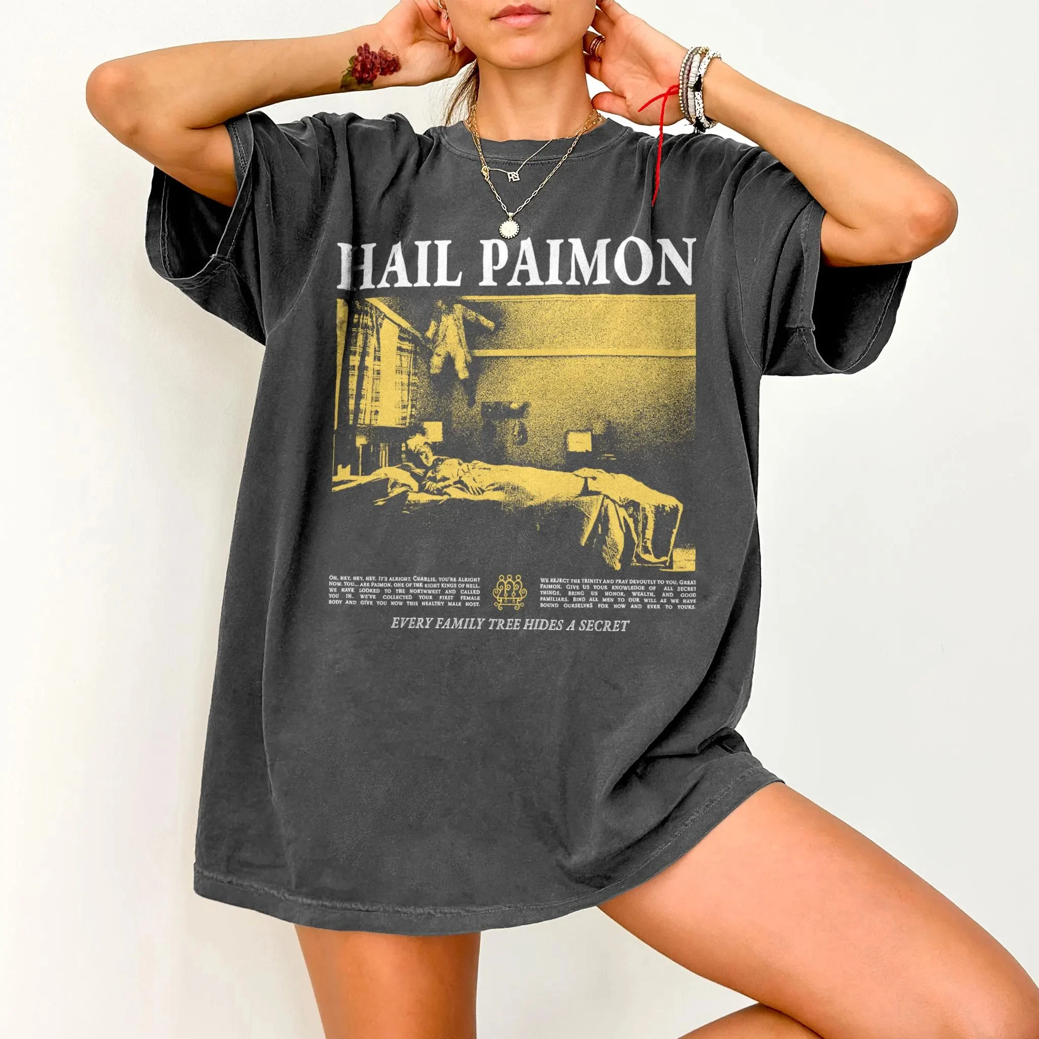 Camiseta hereditaria A24, camiseta de terror Paimon, camiseta de película de culto, camiseta inspirada en Ari Aster, regalo para seguidor de terror, camisetas para amantes de la película