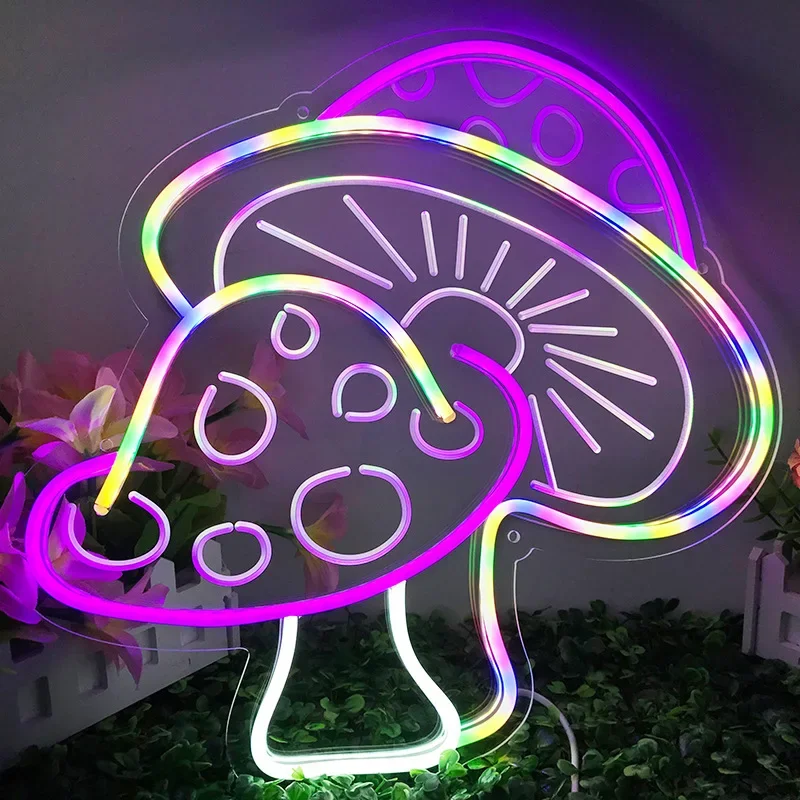 Mushroom Pizza Hot Dogs Handmade Neon Sign for Restaurant Home Bedroom Business LED Neon Light  Wall Decor Aesthetic Neon Lamp