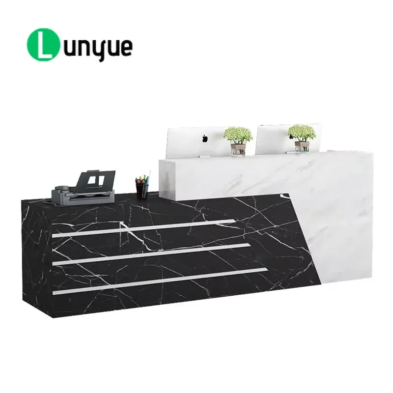 Modern Minimalist Leather Lacquered Reception Desk Front Office Counter Bar Table for Clothing Stores   Commercial