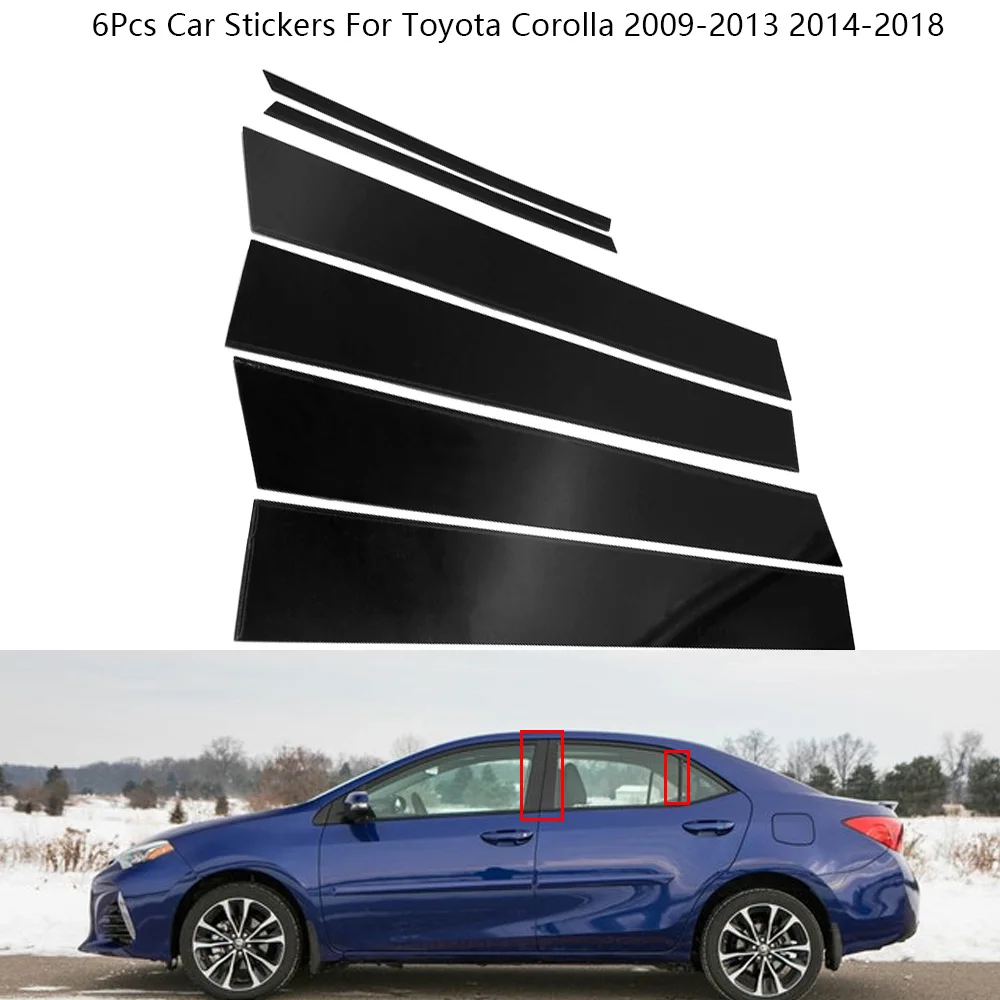 

6 шт., зеркальные наклейки для Toyota Corolla 2009-2013 2014-2018