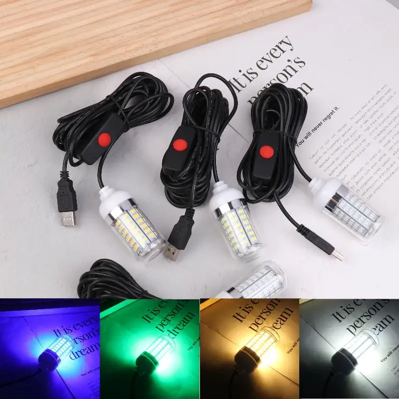 1 قطعة 5 فولت USB LED مصباح الصيد IP68 صياد السمك مصباح يجذب الجمبري الحبار كريل 4 ألوان تحت الماء إغراء الإضاءة لصيد الأسماك #1