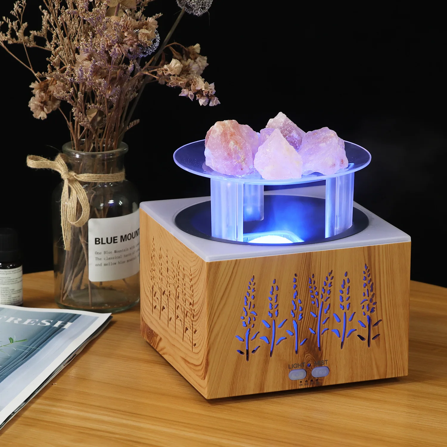 

Новинка 2025 года, креативный ароматический диффузор, большая емкость, имитация противня, красочный окружающий свет, бытовой увлажнитель пламени