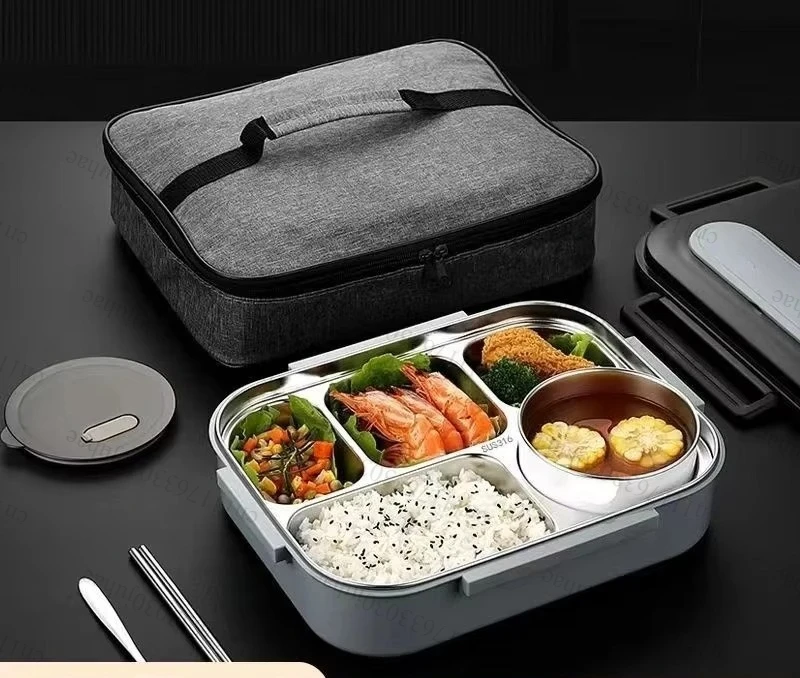 304 Stainless Steel FoodGrade Extra-Large Insulated Airtight Lunch Box - Microwave Safe Container for Office Workers & Students