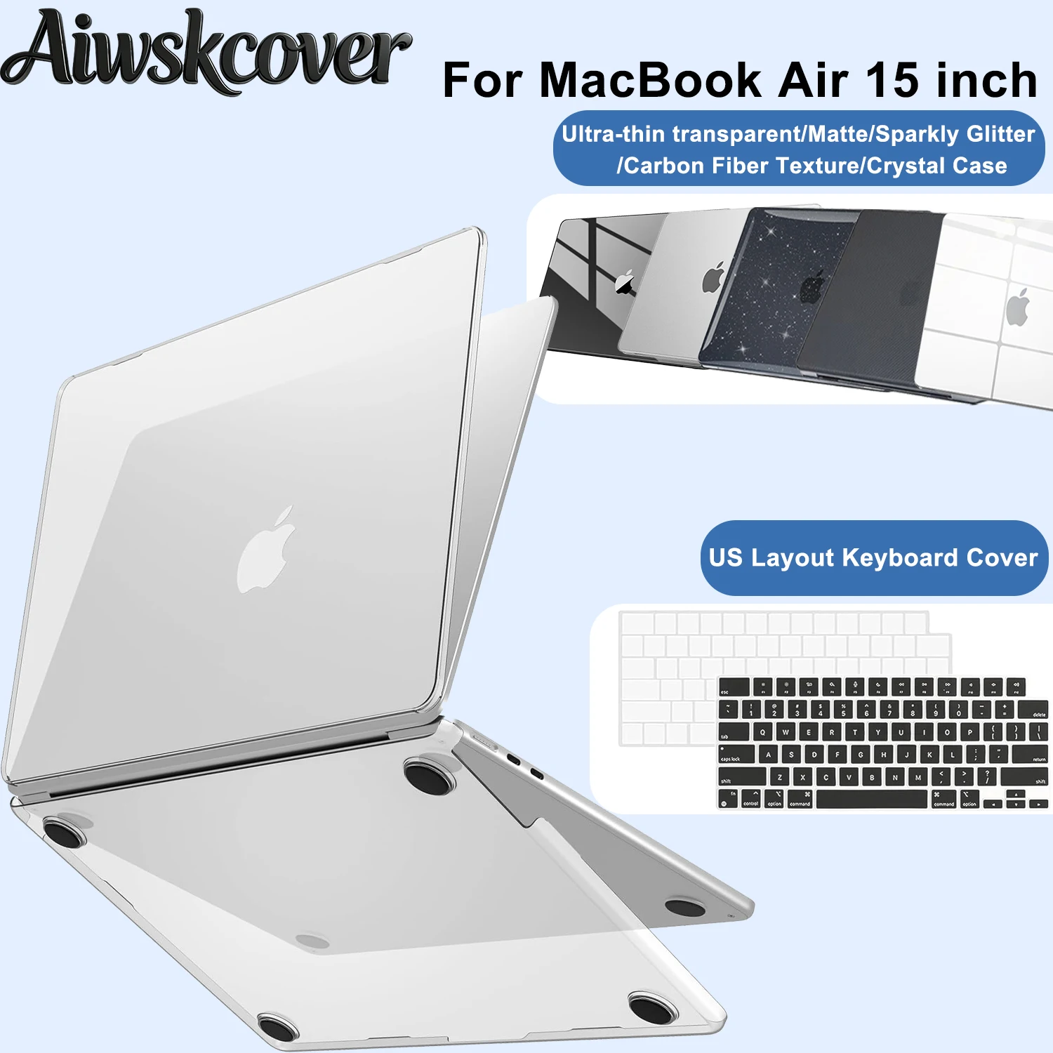 

For MacBook Air 15 inch Case M5 M4 M3 M2 2026 2025-2023,Hard Shell Laptop Cover With Keyboard CoverModel A3448 A3241 A3114 A2941