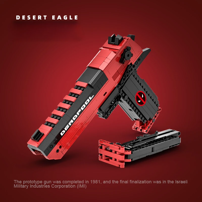 

MOC Desert Eagle Deadpool игрушечный строительный блок пистолет может стрелять новый стиль продвинутая черная технология мальчик хобби игрушечная модель кирпича