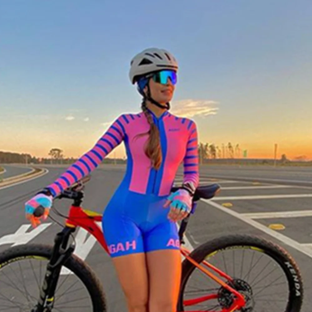 Agah Roupa Ciclismo Feminino Triathlon Skinsuit Cycling Trisuit Jumpsuit Clothes Little Monkey Roupas Femininas Atacado Barato