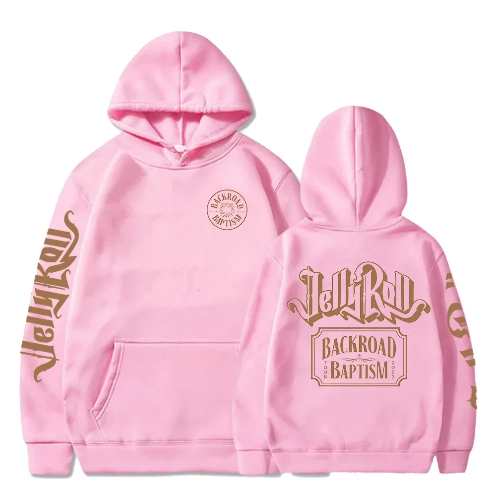 Jelly Roll-moletom com capuz de manga comprida para homens e mulheres, streetwear, hip hop, backroad, batismo, roupas World Tour, 2024