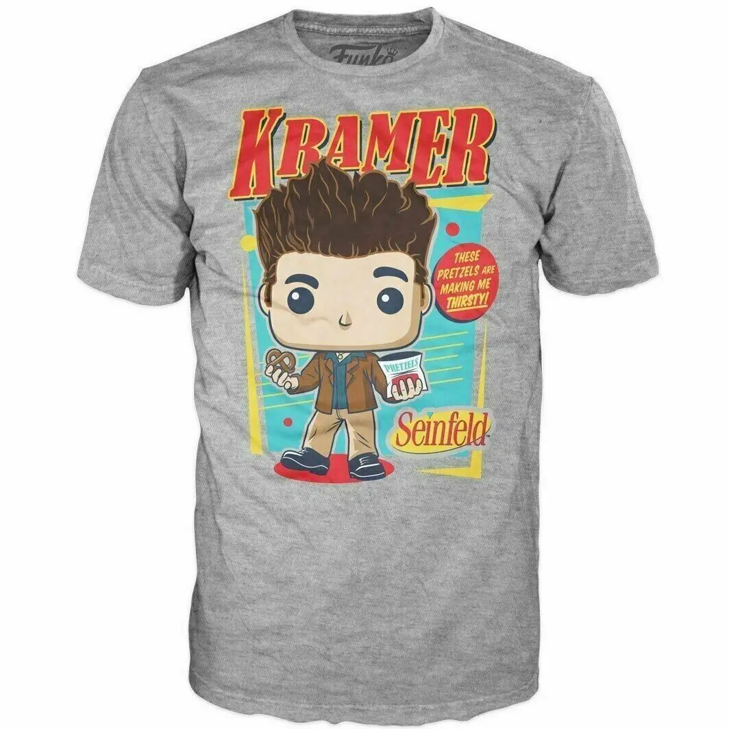 Seinfeld Kramer Thirsty Pretzels комедия ТВ Funko Pop футболка для взрослых Размер X-Large