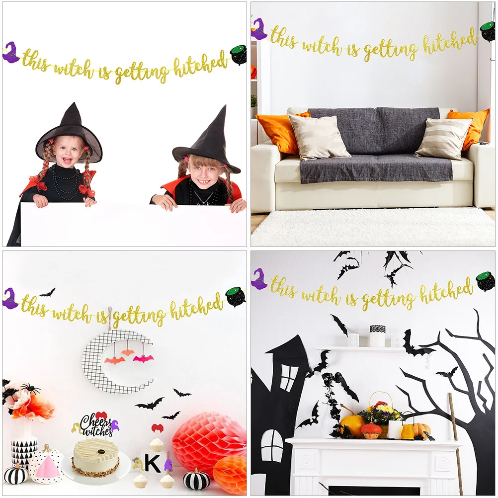 

1Set Halloween Party Home Decorations Witches Banner Indoor Outdoor Hanging Flags Festive Atmosphere Witches Banner