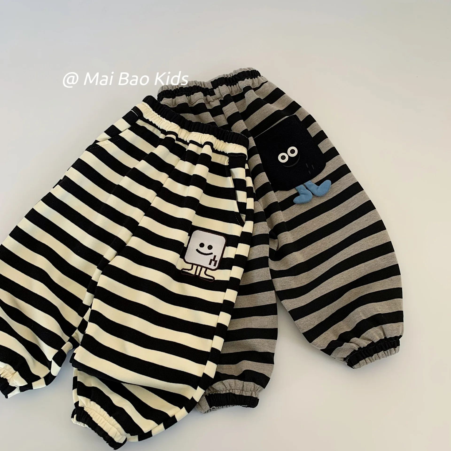 

Children Clothes Kids Casual Pants 2025 Spring New Korean Style Striped Boys and Girls Loose Fashionable Simple Kids Pants