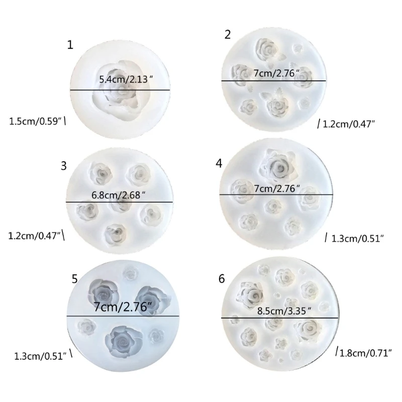 Cetakan Silikon Ornamen Bunga Kecil 6 Gaya Cetakan Perhiasan Epoksi Cetakan Liontin Pengecoran Resin Cocok untuk Kerajinan Diy