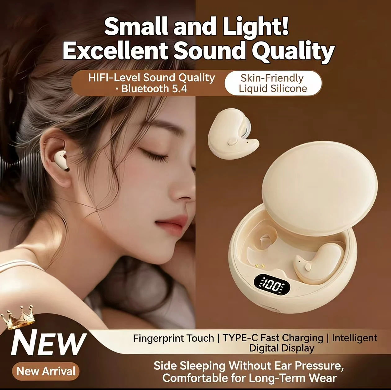 

2026 New MIni Sleep Invisible Earphones TWS In Ear with Microphone Noise Reduction Earphones HIFI Sound Effect touch control