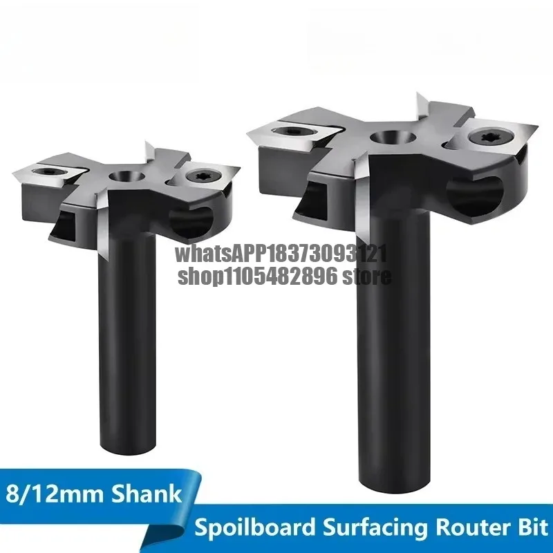 Milling Cutter 4-Flute Spoilboard Surfacing Router Bits 8 12mm Shank Wood Planer Bit Insert Carbide Slab Flattening Bit