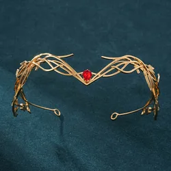 Cross-border Goddess Cosplay Forehead Elves Crowns Tiaras Women Men Vintage Crystal Headband Hair Jewelry Crown Wedding Headwear