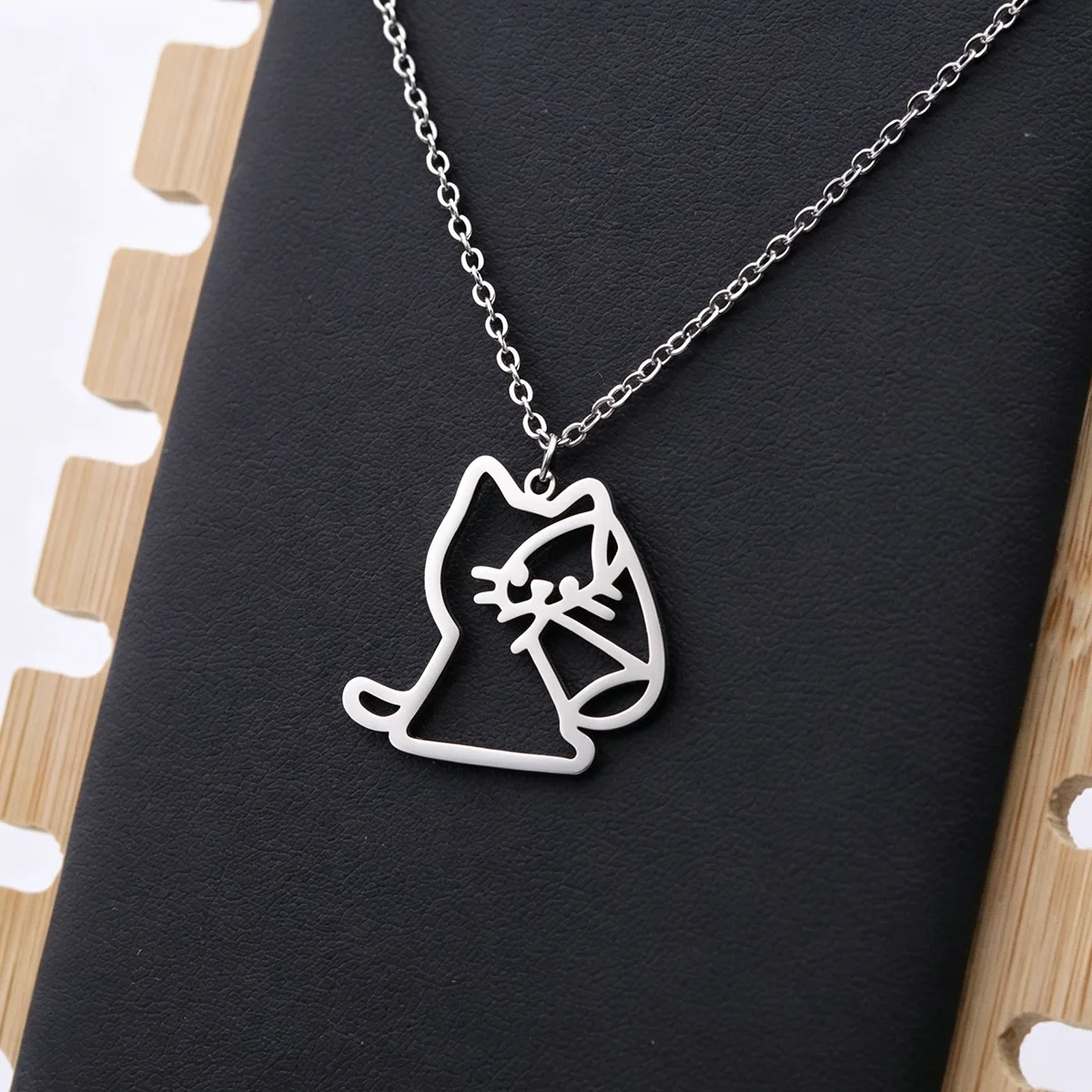 Todorova Cute Kitten Necklace Art Cat Pets Gifts for Women and Girls Same Stainless Steel Pendant Gold Jewelry Fashionable