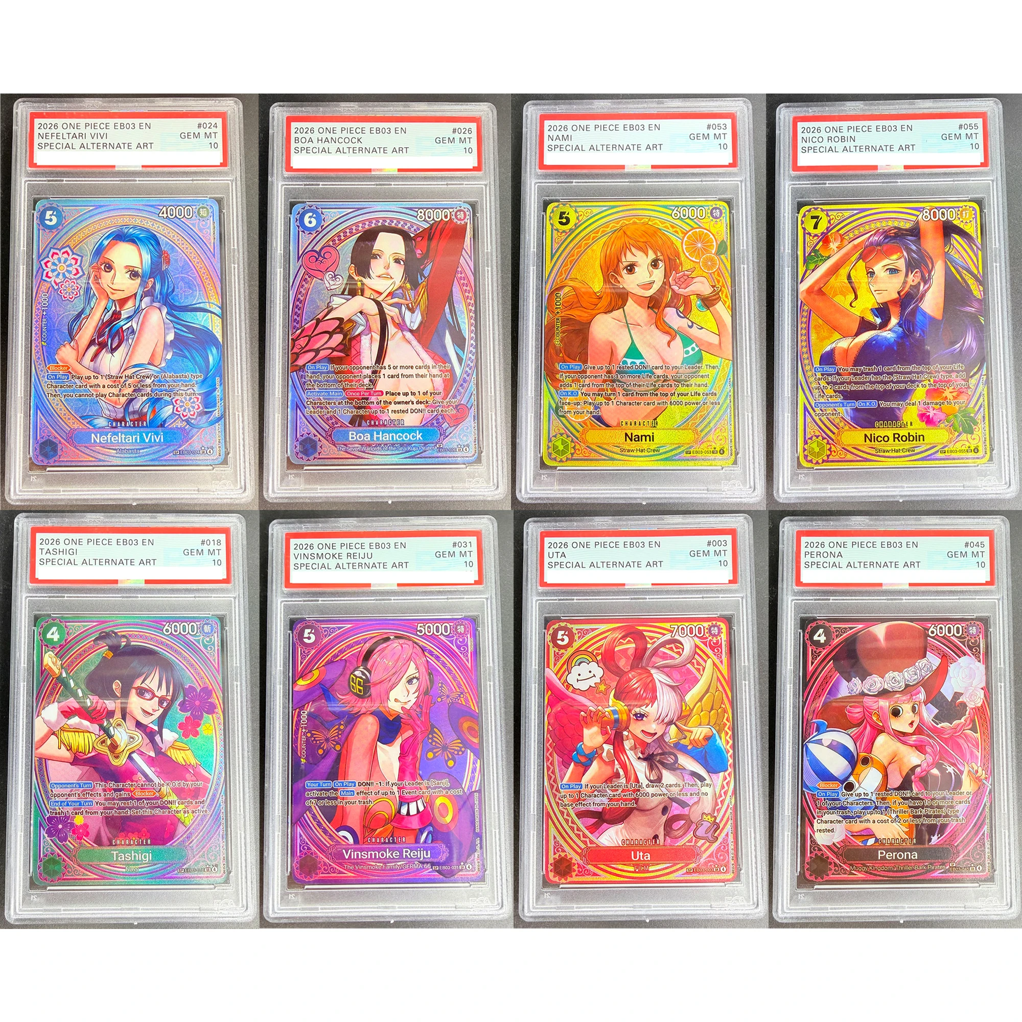 DIY OPCG Englische Version Nami Robin Vivi Hancock One Piece SP Bewertungskarte Reiju Uta Kopie Version Anime Sammelkarten Geschenk Spielzeug