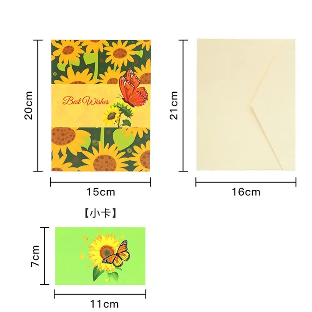 Складная поздравительная открытка с подсолнухом, благословение, резьба по бумаге, цветок, бабочка, подарочная карта, изысканные приглашения, открытки для дня рождения