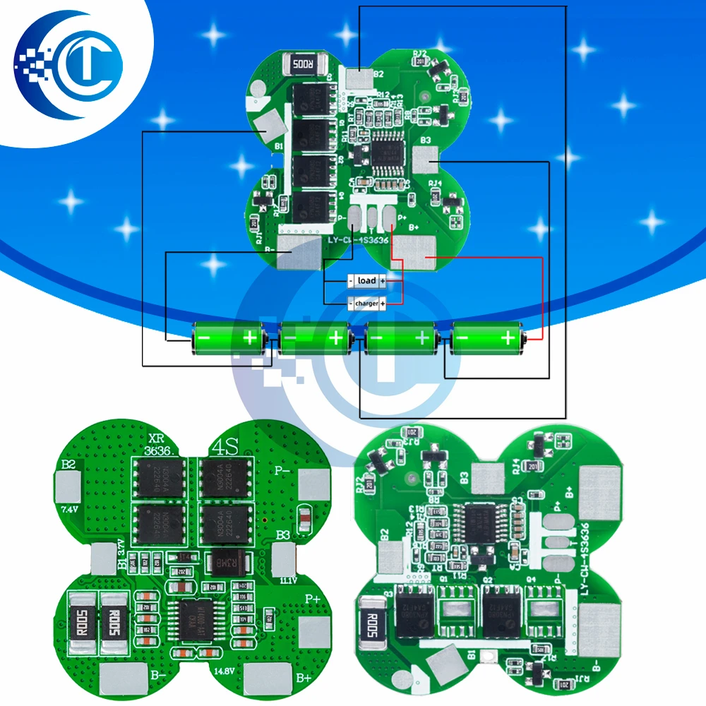 BMS 4S 15A 14.8V 18650 Li-ion Lithium Battery Charge Board  With Overcurrent / Temperature Protection For Electric Tools
