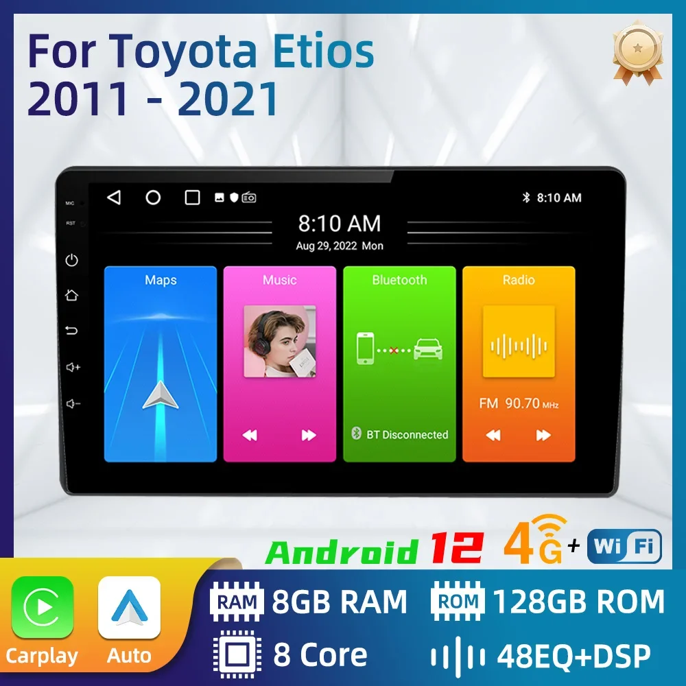 

Car Radio for Toyota Etios 2011 - 2021 2 Din Android Multimedia Stereo Carplay GPS Navigation 4G WIFI Video Autoradio Head Unit