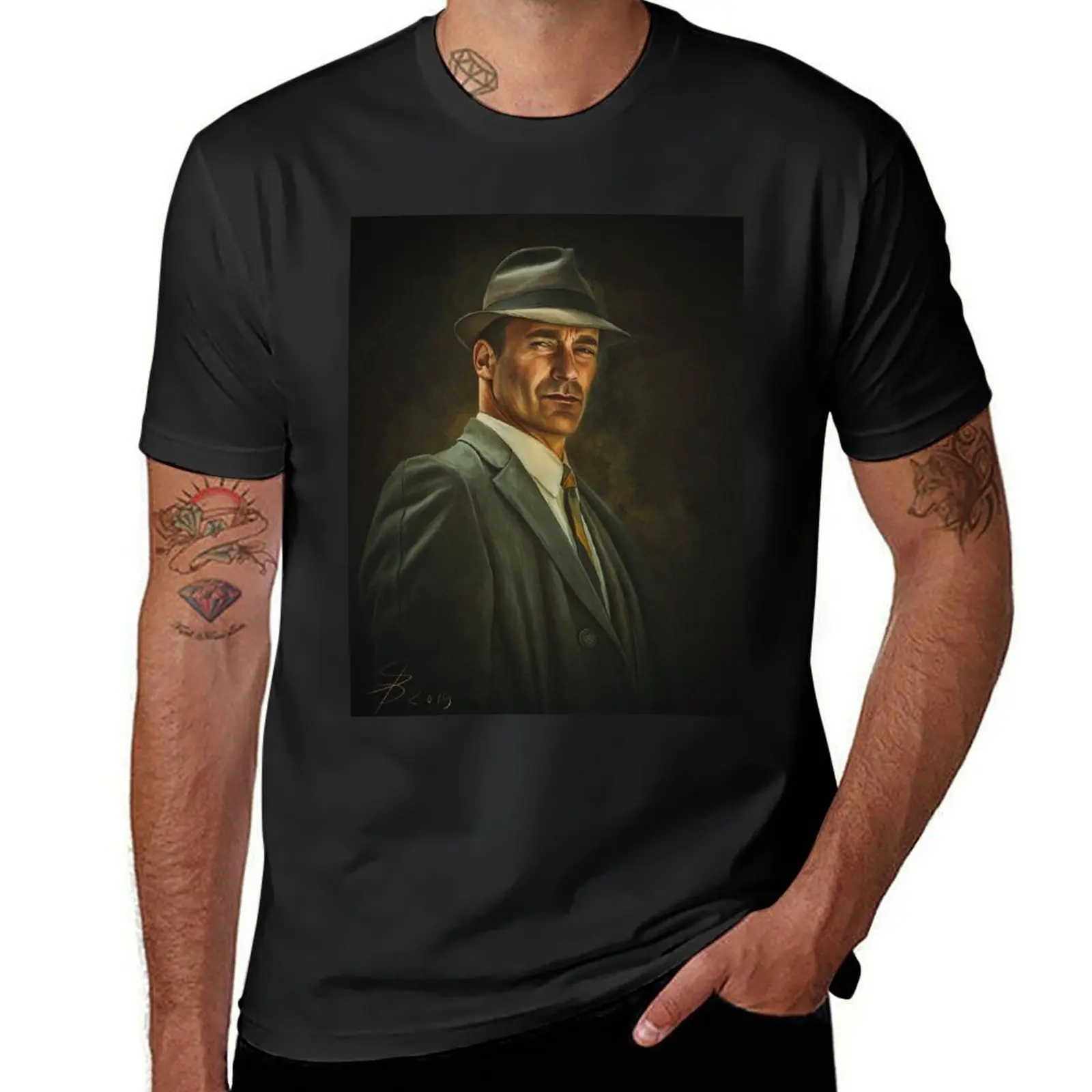 Don Draper (Jon Hamm) portrait. Digital artwork print wall poster illustration by Sam Brannan. Madmen series fan art gif T-Shirt