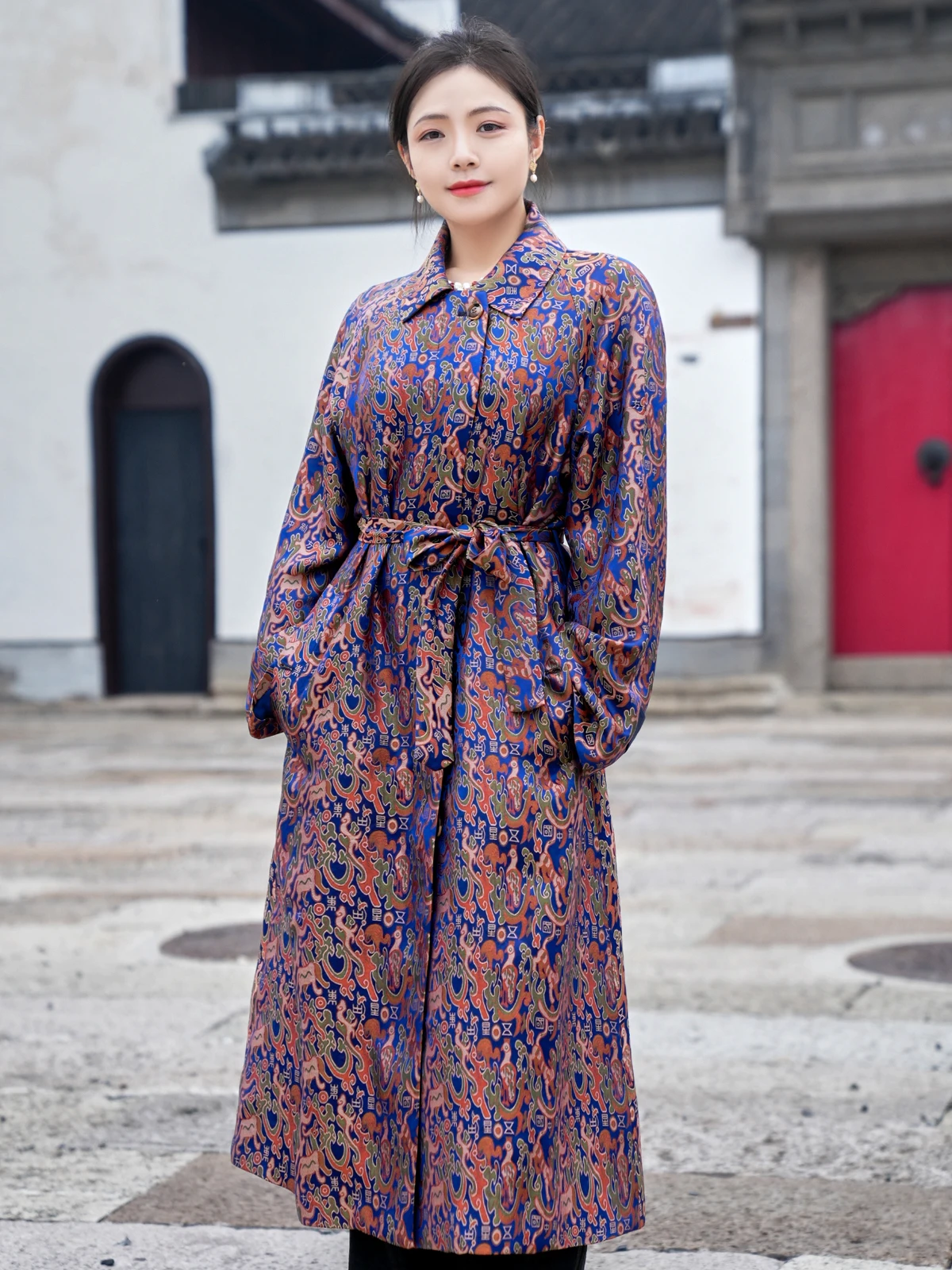 

Пальто-ветровка Five Star Oriental Sle из двухслойного шелка сянъюнь, осенне-зимнее, с длинными рукавами, стандартный крой, модное