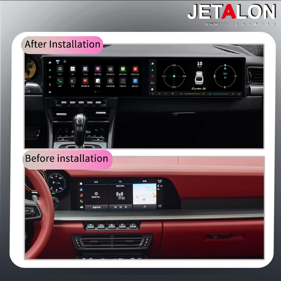 Head Unit Radio Mobil Layar Ganda RHD Untuk Porsche 911 991 2012-2018 Android15 Pemutar Video Multimedia GPS Navi Otomatis 4G Carplay