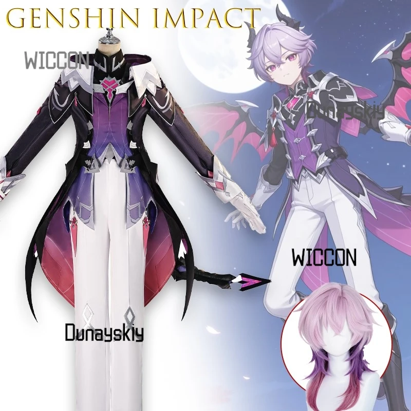 

Genshin Impact Durin Cosplay Costume Wig Accessions Suit Coat Pants Purple Dark Gothic Dark Halloween Party Christmas Cosplay