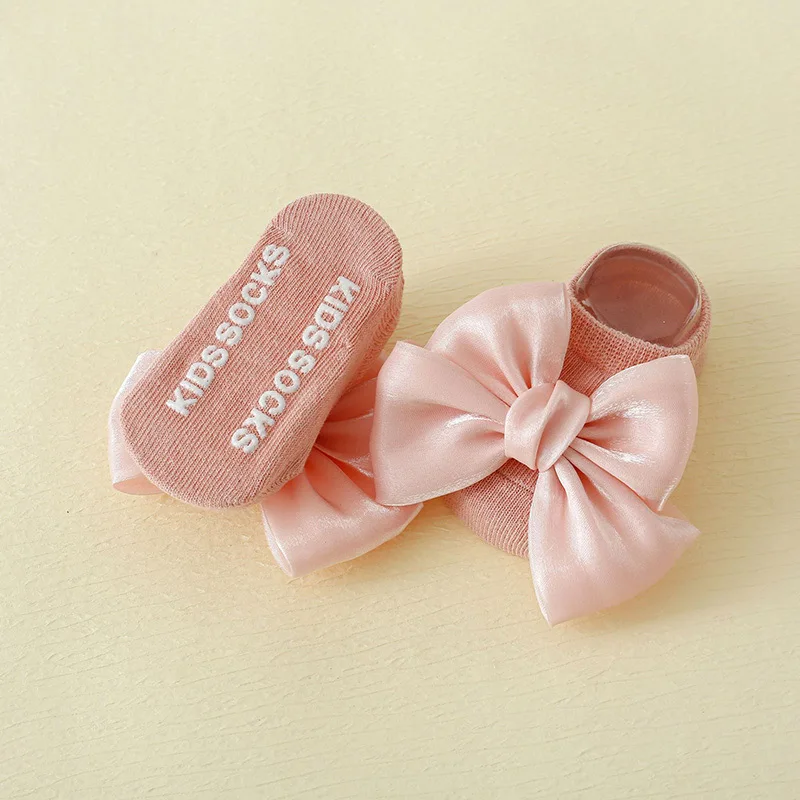 

Детские напольные носки с ленточным бантом, весна-лето, детские носки-лодочки, милые детские первые ходунки с бантом, однотонная хлопковая обувь принцессы для девочек