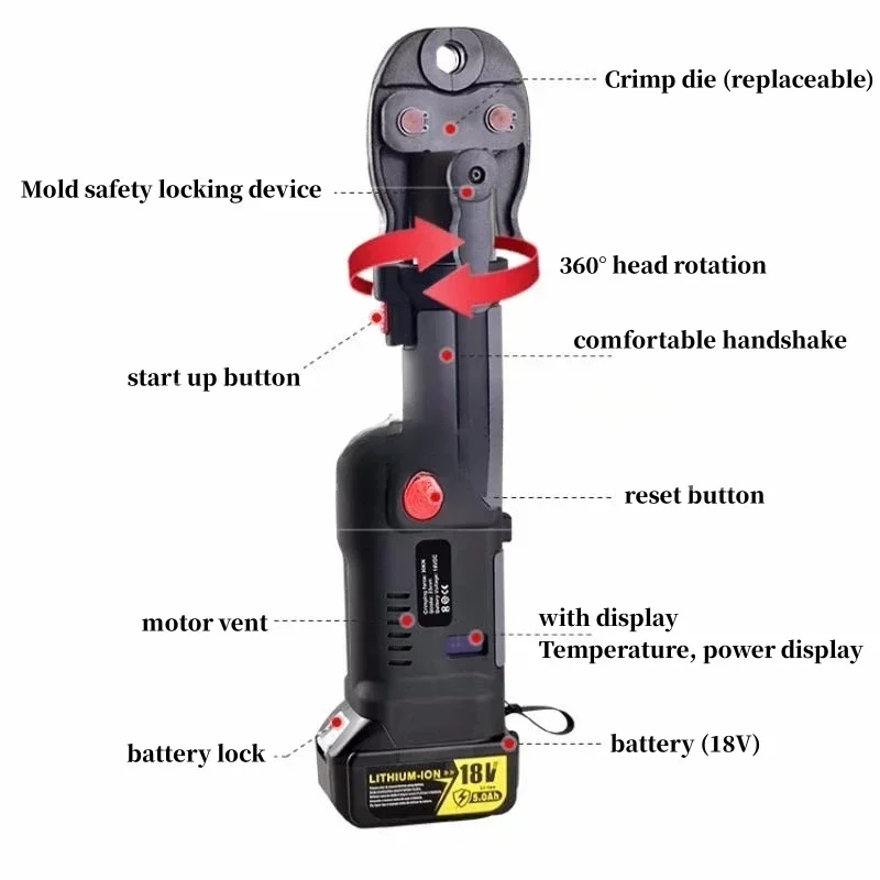 ES-300 Rechargeable Electric Hydraulic Pliers ES-400 Cable Cutting Copper Aluminum Terminal Crimping Stainless Steel Pipe ES-30C