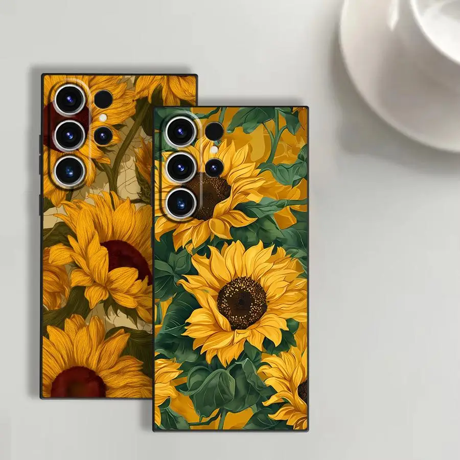 Case for Samsung Galaxy S26 Ultra S20 Ultra S21 FE Note 20 8 9 10 S24 S25 Plus S10 S9 S23 Funda Phone Cover Sunflower Sea