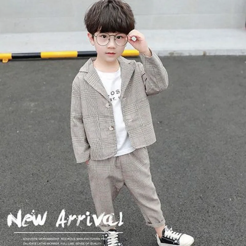 

Children's Boy's Blazer Suit Set Korean Style Formal Wear Performance Attire New Design for Wedding Stage Use Lightweight Cotton