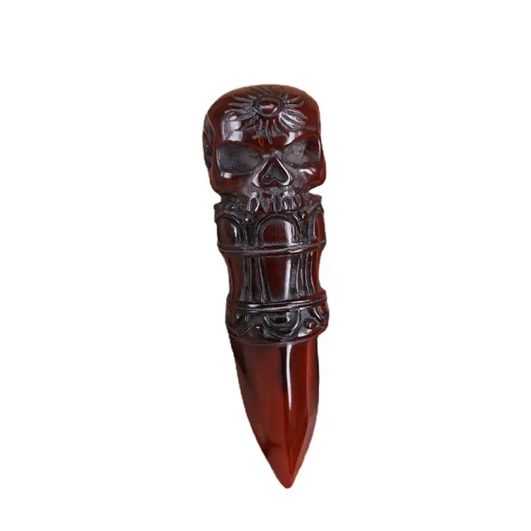 Yak Horn Carved Skull Pendant Phurba Dagger Tibetan Buddhism Faqi Statue