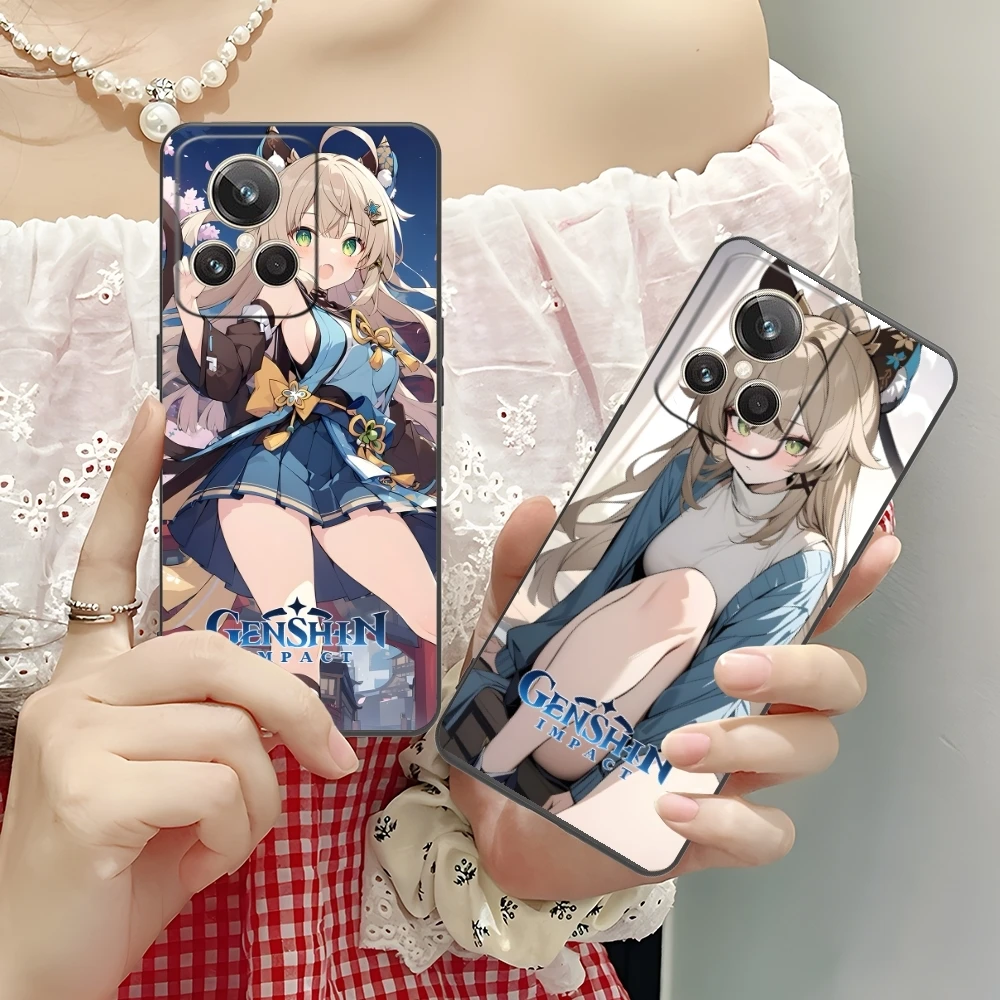 Genshin Impact Kirara Mobile Phone Case for Realme GT 2 9i 8i 7i Pro X50 X2 C35 C21 C20 C11 C3 Black Soft Phone Cover Shell