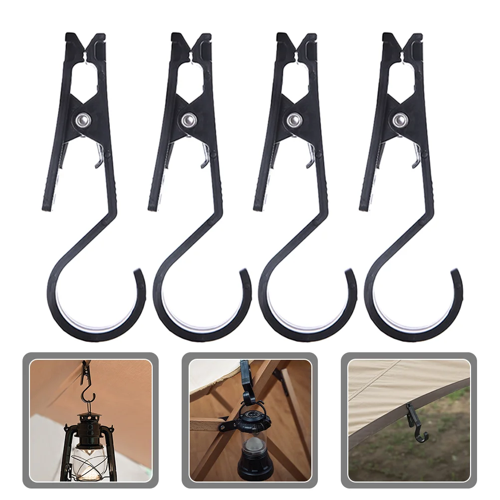 4 Pcs Outdoor Tent Hook Hanging Clip Pegs Curtain Tarp Pp Storage Clamp for Tents Hooks