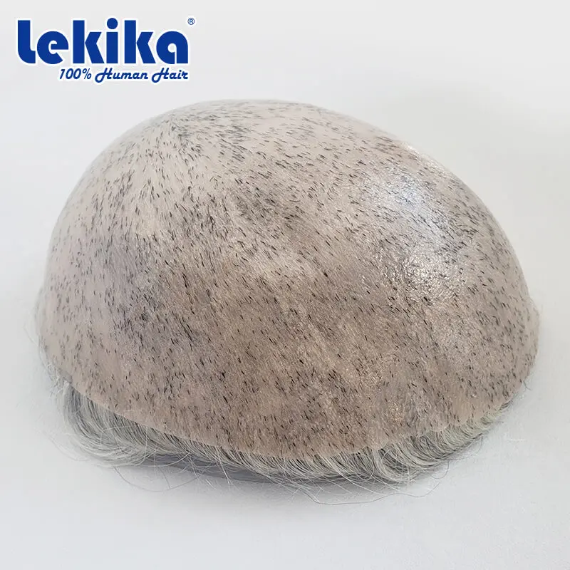 Rambut palsu pria 0.1-0.12mm wig pria kulit penuh rambut pria lebih tahan lama 100% Unit sistem rambut manusia prostesis pria