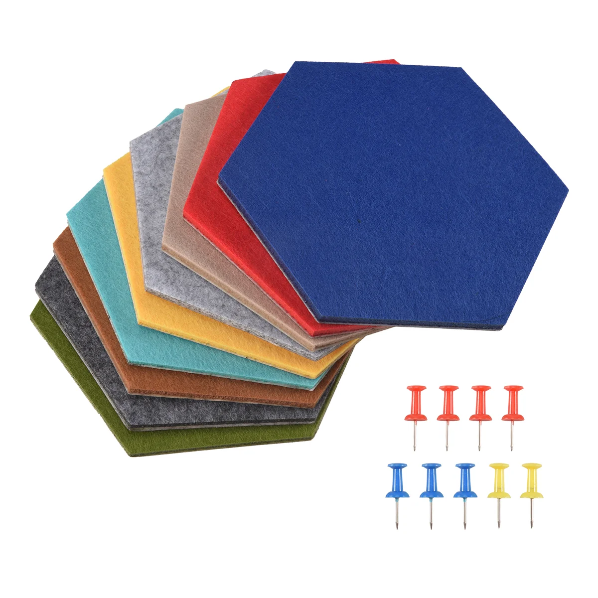 New Hexagon Pad Cork Board/Pin Board, 9-Pack Colorful Wall Tiles Memo Felt Board For Wall Stickers Home Decors