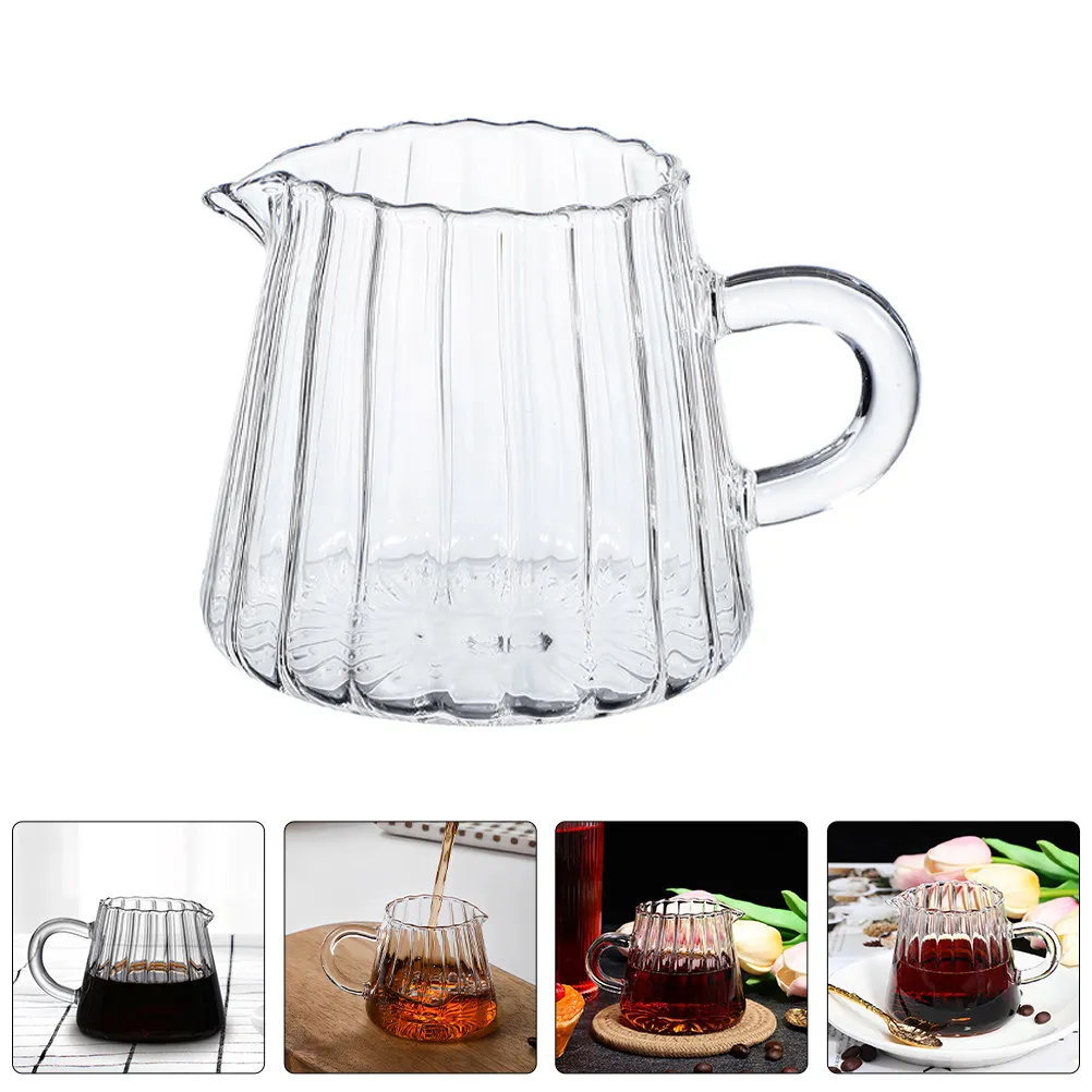 2Pcs Premium Glass Milk Pitcher for Coffee Frothing Creamer Container Latte Art Precision Pouring Dishwasher Safe 200Ml