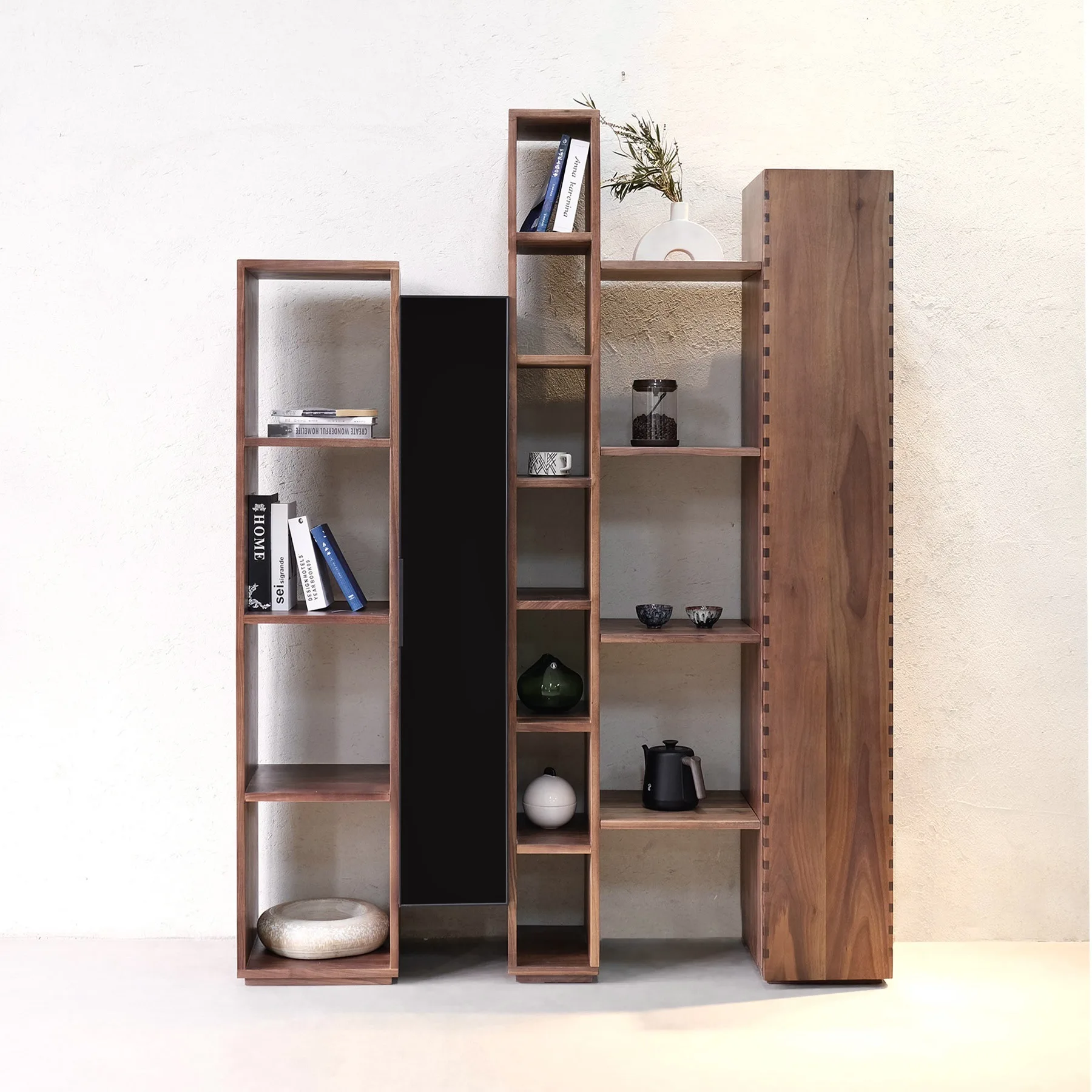 Black walnut, storage solid wood frame, log wind, multi-layer floor-to-ceiling Bogu frame