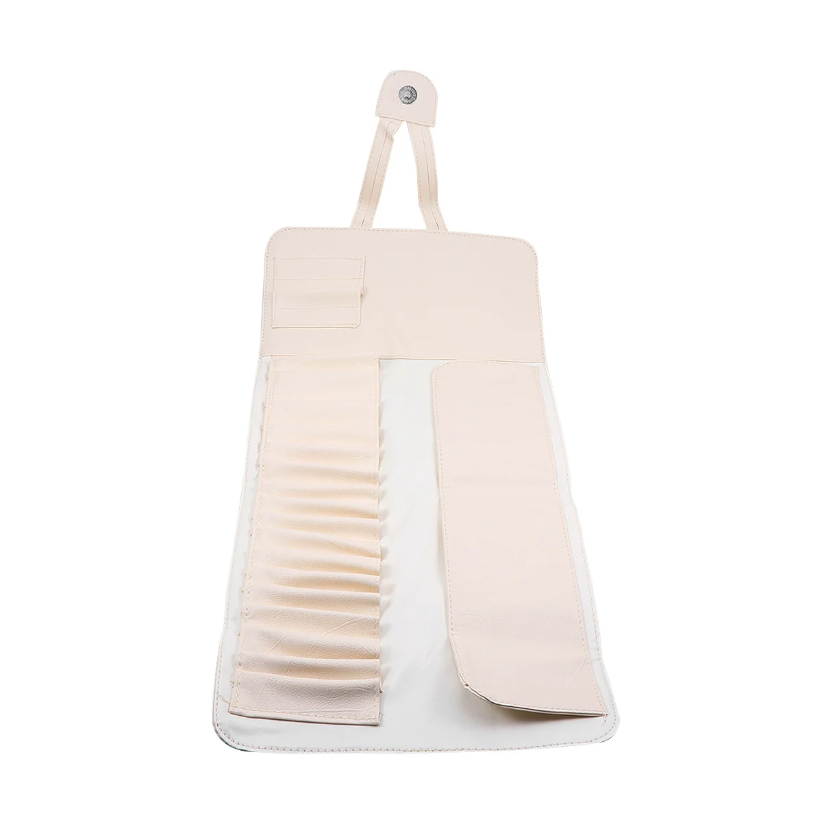 

Women Beige Makeup Brush Bag PU Organizer 18 Items Durable Portable Beauty Kit Home Shop Makeup Brush Bag