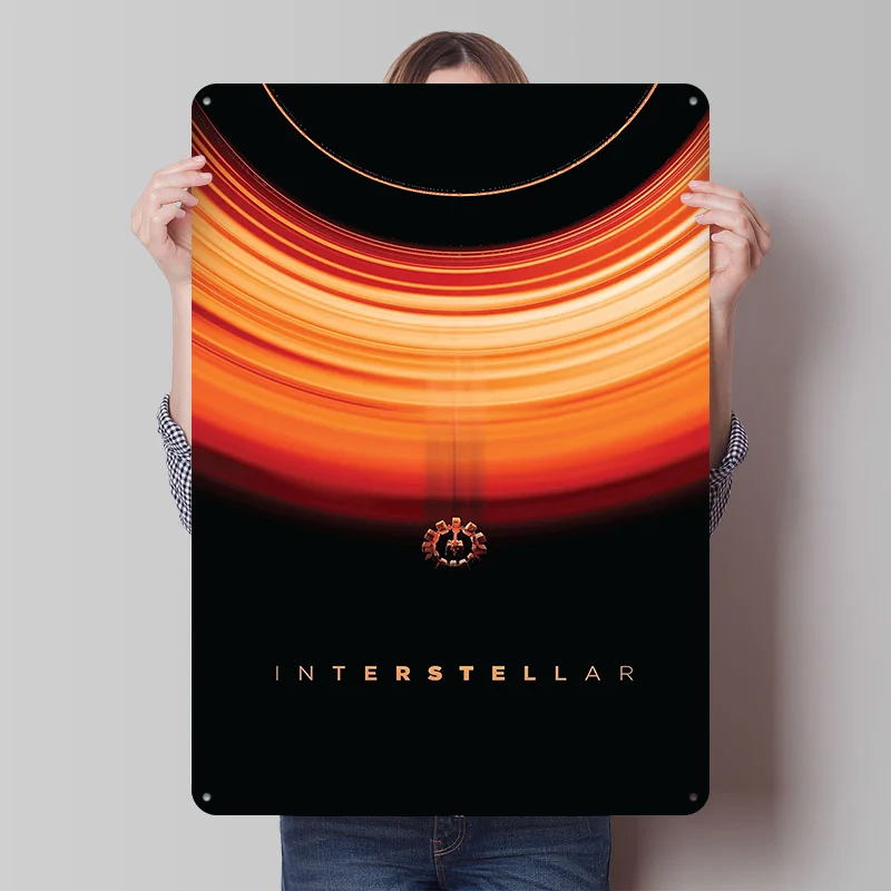 Interstellar Movie Printed Poster Customized Retro Wall Art Vintage Metal Tin Signs for Wand Deko Bar Accessories Room Ornaments