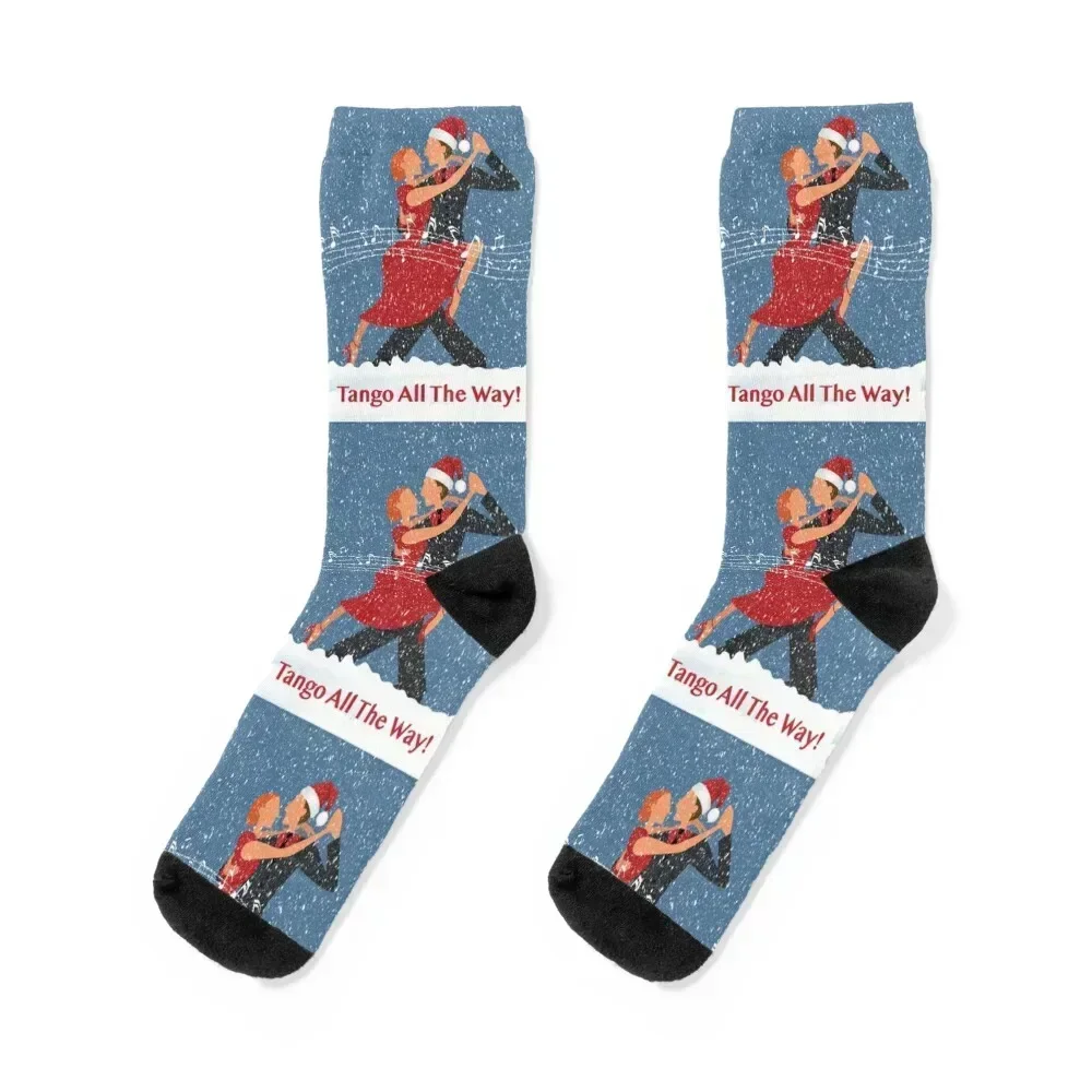 

Tango All The Way Christmas Tango Dancers in Snow Socks with print christmass gift Wholesale hiphop Socks Men's Women's