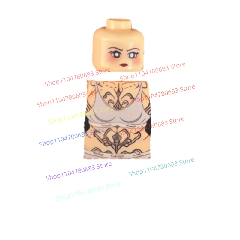 MOC Bouwstenen Kawaii Meisje Lange Speer Krijger Mini Figuur Assemblage Model Display Anime Cartoon Desktop Decor Speelgoed Cadeau